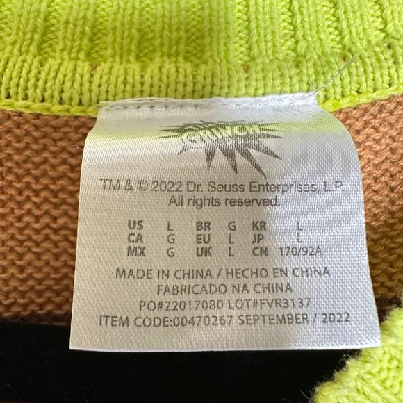 Ugly Christmas Sweater Grinch LIGHTS UP Tacky Tinsel Xmas Party Winner Sz Large - Picture 2 of 5